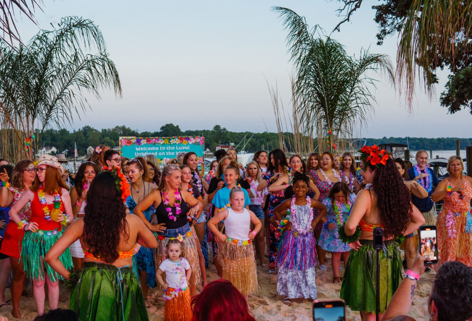 hawaiian luau dancers with guests unwined on the water elkton md